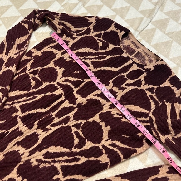 Tanya Taylor long sleeve giraffe print ribbed midi dress - Picture 3 of 4